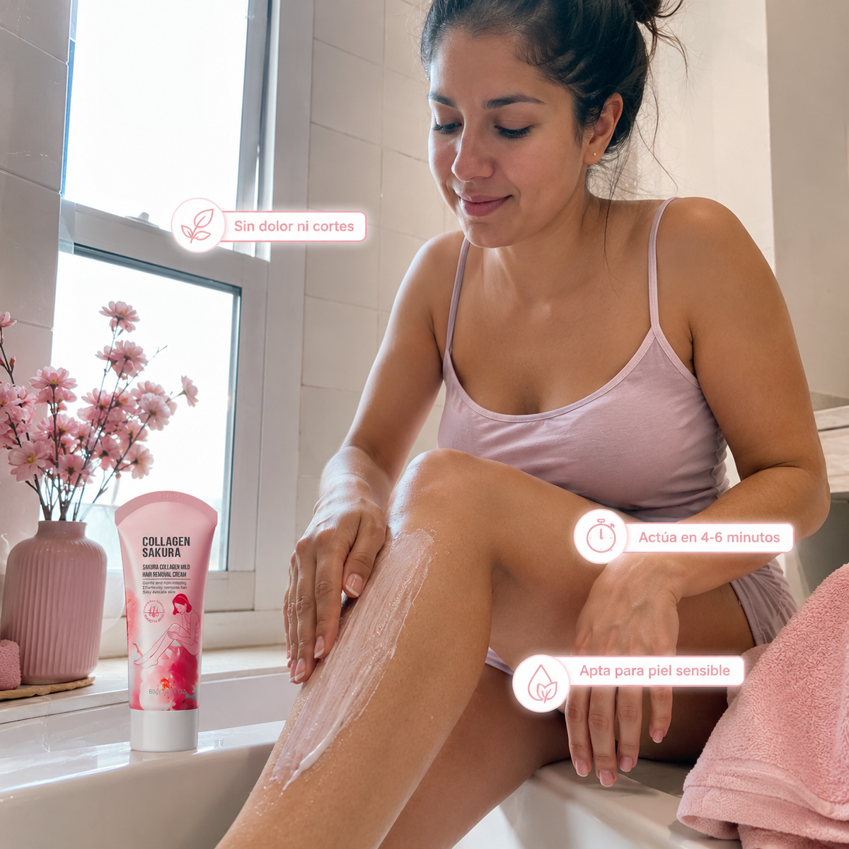 Sakura® Crema Depilatoria con Colágeno — 2x1 🌸