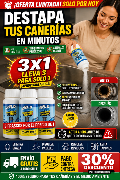 Pack 3x1 Polvo Destapa Cañerías 🚿