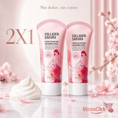 Sakura® Crema Depilatoria con Colágeno — 2x1 🌸