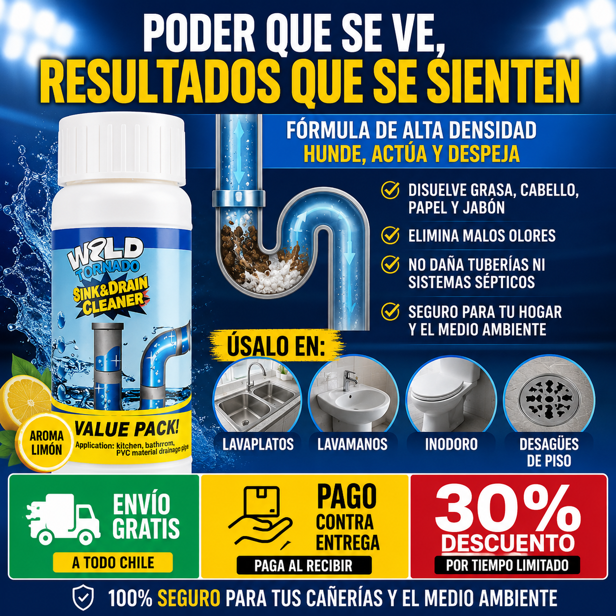 Pack 3x1 Polvo Destapa Cañerías 🚿