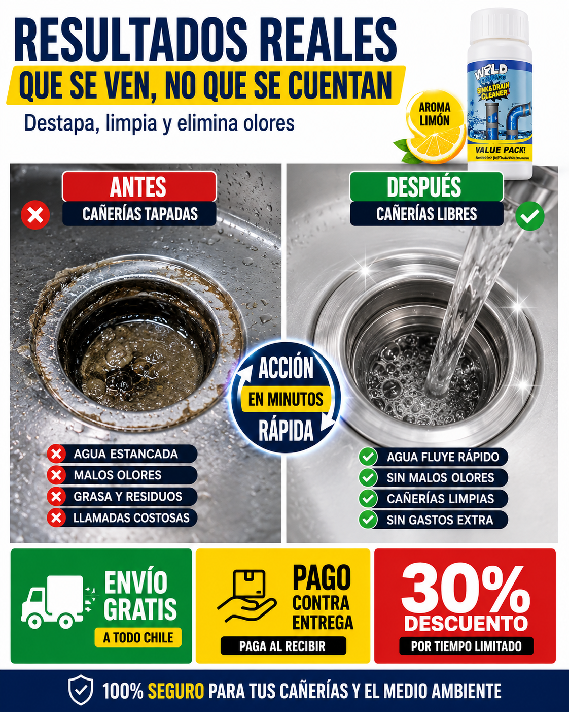 Pack 3x1 Polvo Destapa Cañerías 🚿