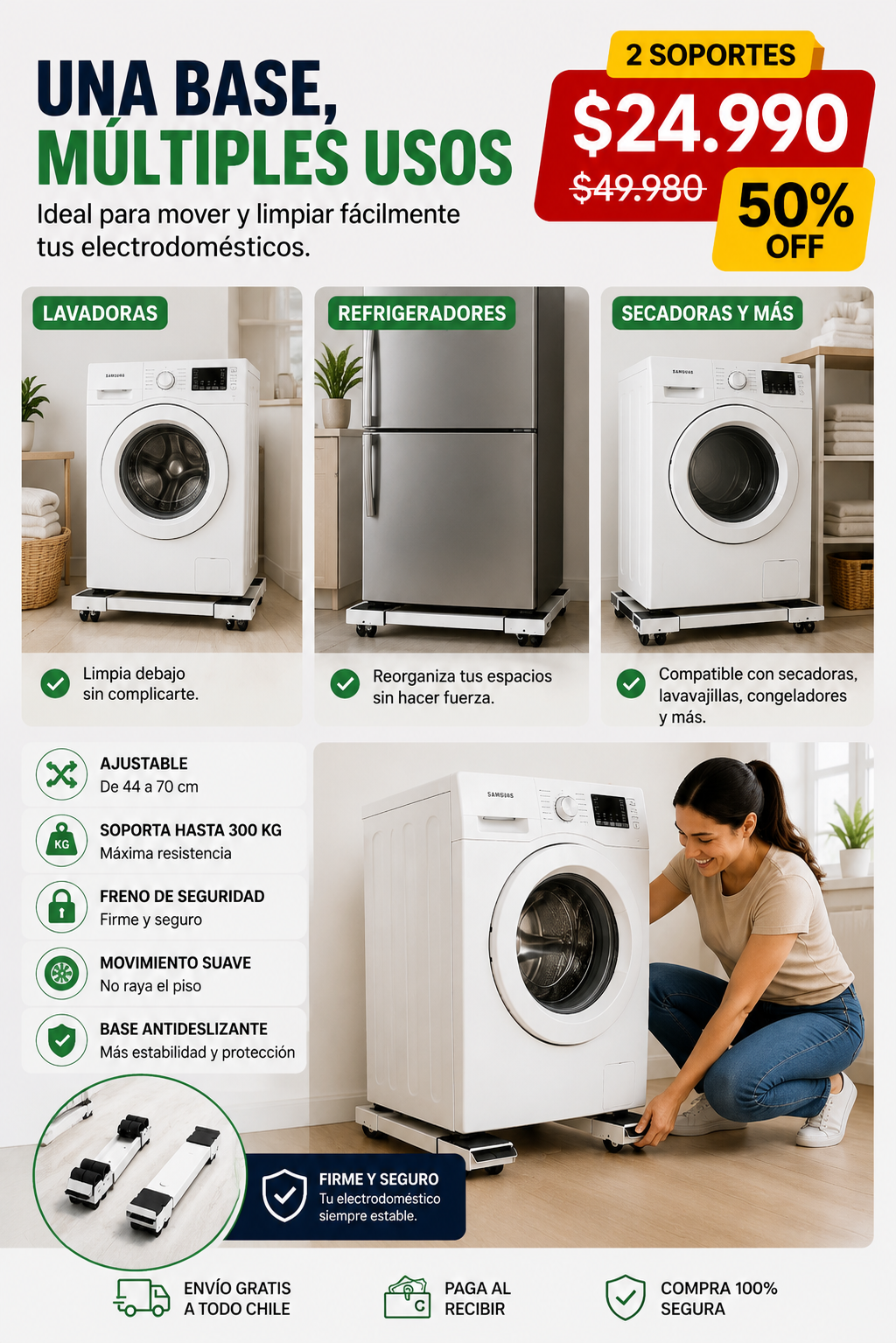 Base Movible Ajustable - Muévelos Sin Esfuerzo