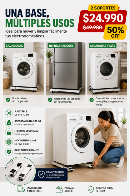 Base Movible Ajustable - Muévelos Sin Esfuerzo